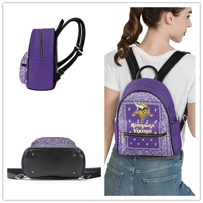 Minnesota Vikings PU Leather Casual Backpack 001